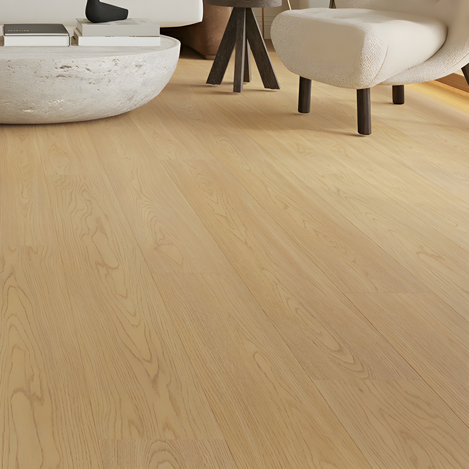 Waterproof Scratch Resistant Laminate Wood Planks with Low Gloss Finish for Living Spaces