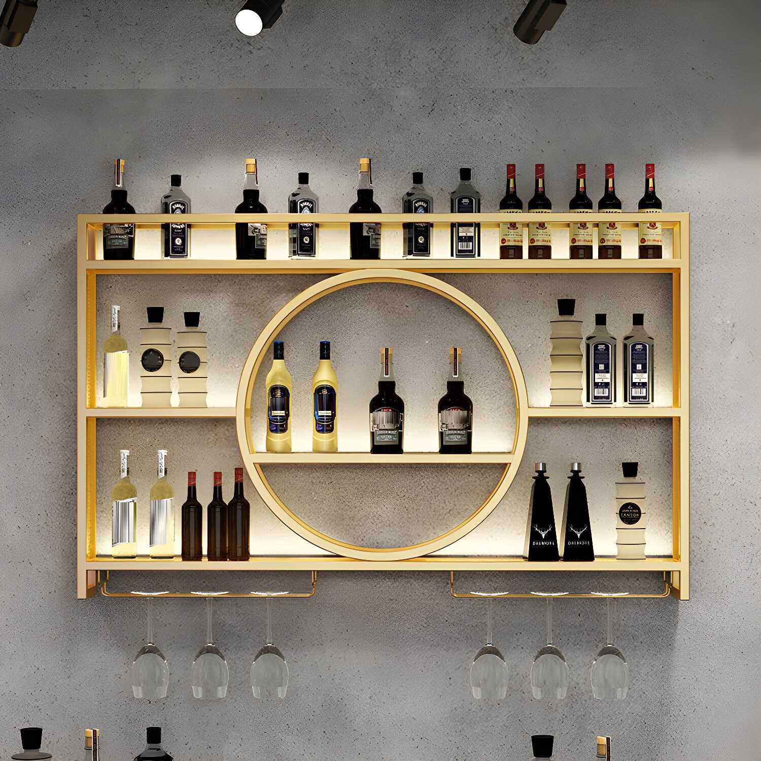 Glamorous Stemware Rack and Wine Bottle Rack with Greater Than 25 Capacity