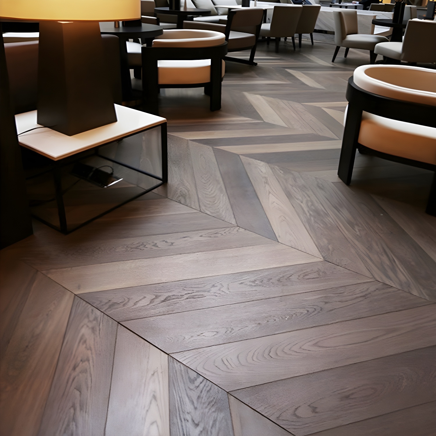 Scratch Resistant Low Gloss Black Laminate Wood Planks with Wire Brushed Texture