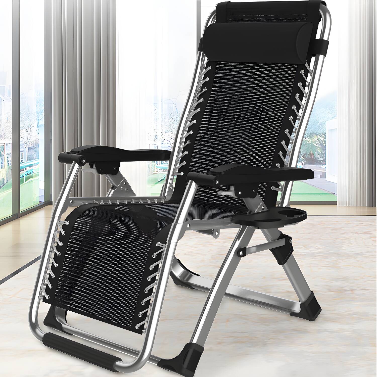 Standard Metal Frame Recliner with Locking Back Angle Adjustment and Leg Support