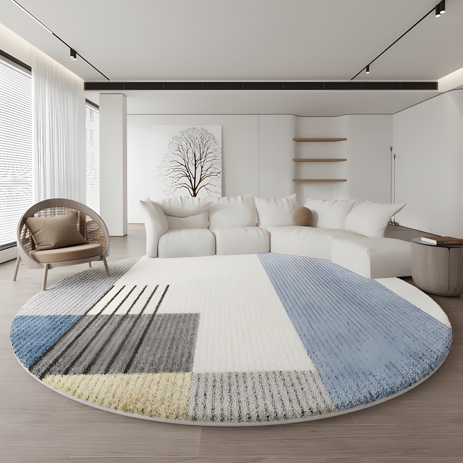 Indoor Use Modern Geometric Imitation Wool Area Rug with Anti-Slip Backing