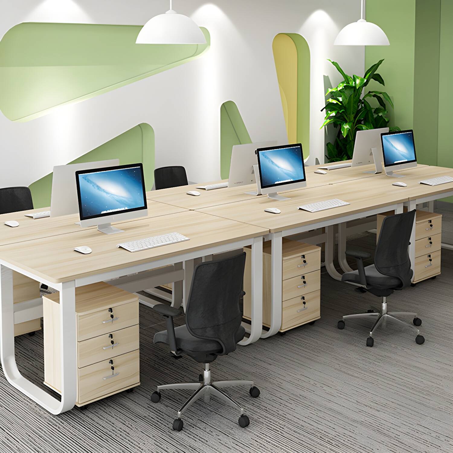 Versatile Wooden Filing Cabinet with Lock, Storage Shelves & Soft Close Drawers