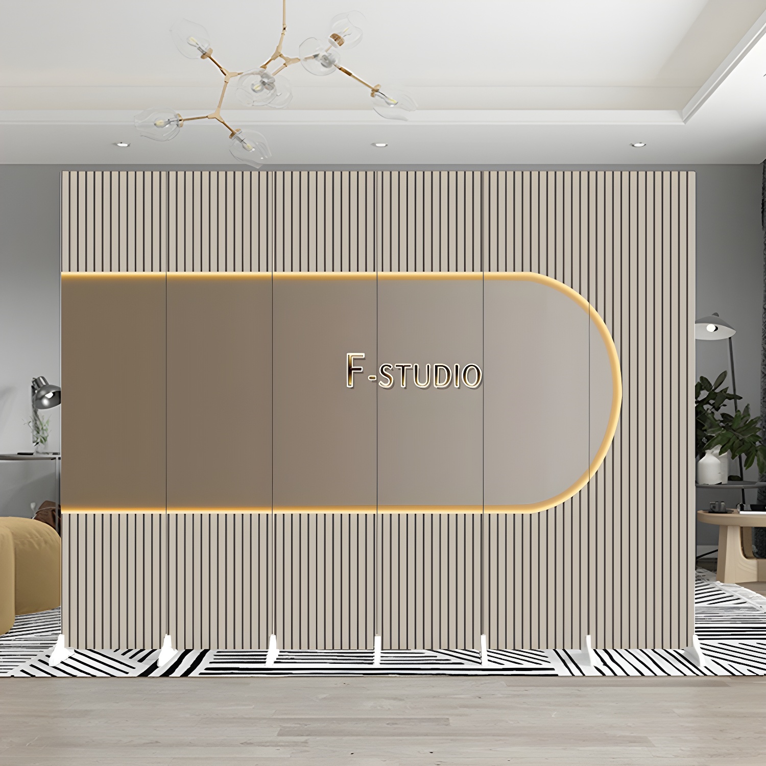 Freestanding Modern 6 Panel Canvas Room Divider - Opaque Light Filtration