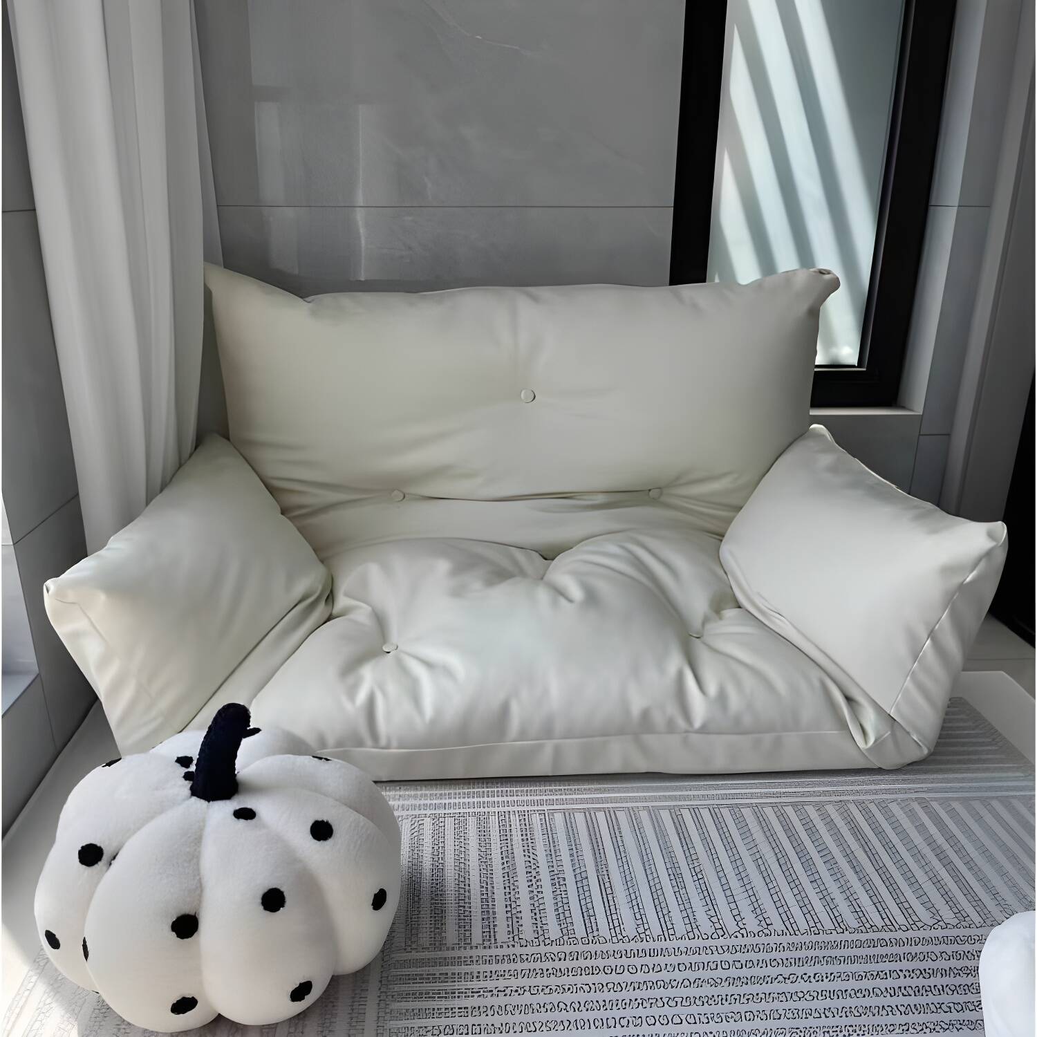 Stylish Faux Leather Oversized Bean Bag Sofa with Stain Resistant Pre-Filled Sponge Fill