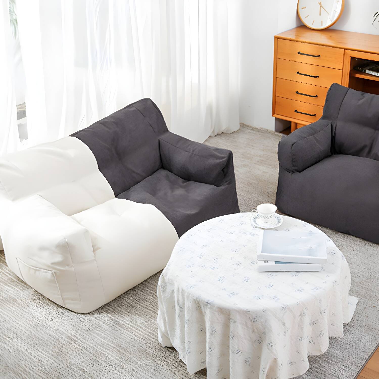 Soft Cosy Cotton Bean Bag Set with Zipper Closure and 100% Filled Beads