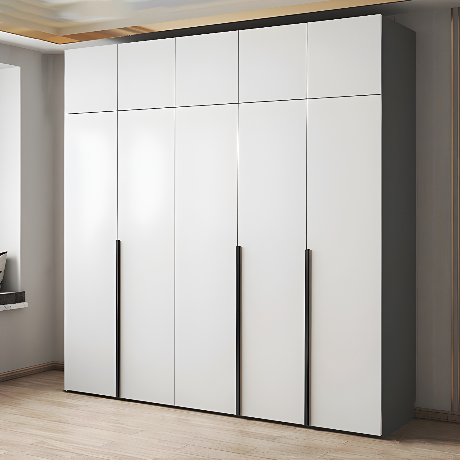 Modern Simple Style Wood Wardrobe Armoire with Hanging Rod & Shelves