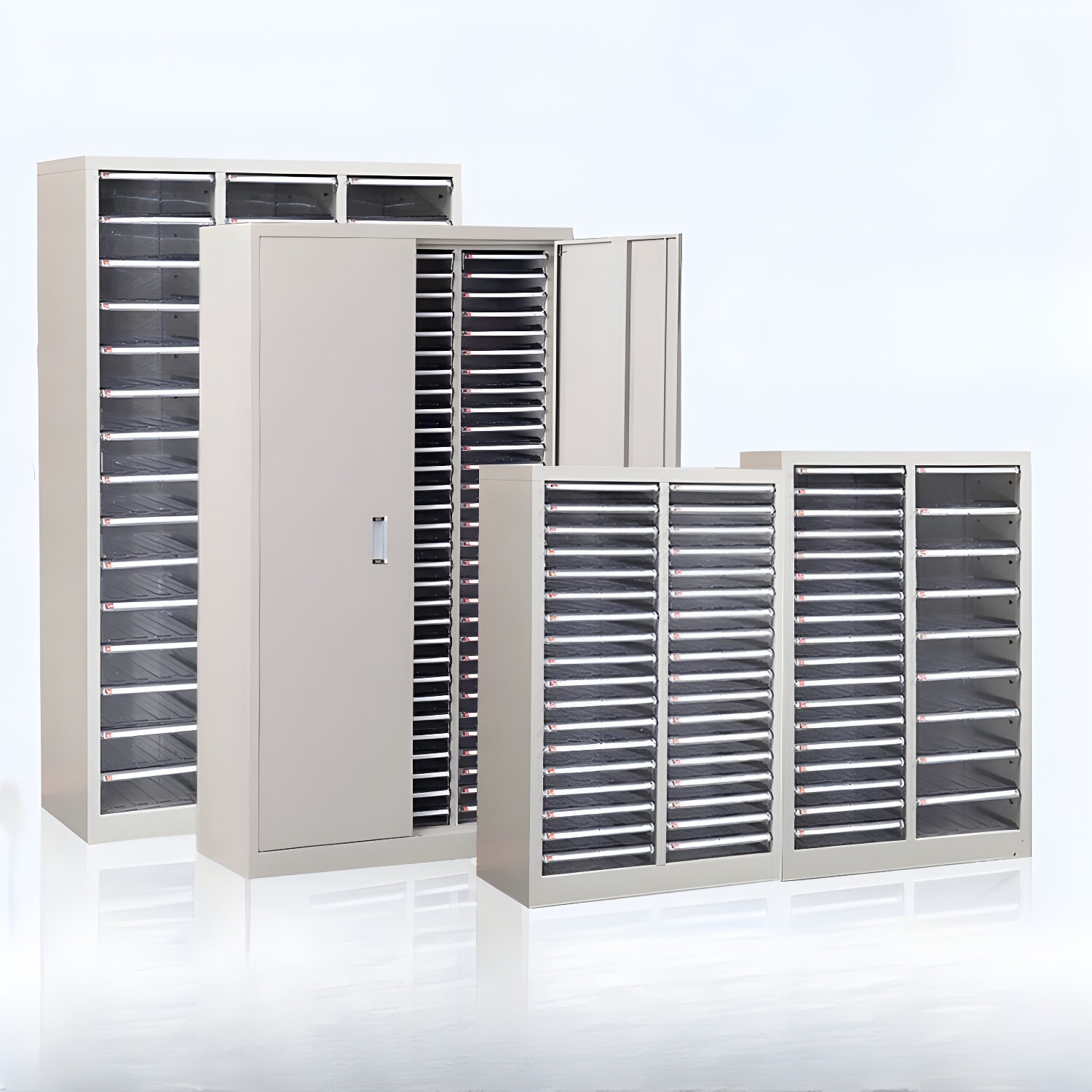 Modern Steel Filing Cabinet with Drawers and No Shelves in Grey Colour