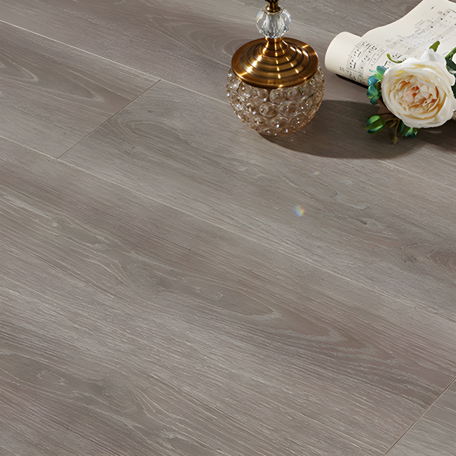 Waterproof Scratch-Resistant Laminate Wood Planks Flooring in Low Gloss Pine Finish