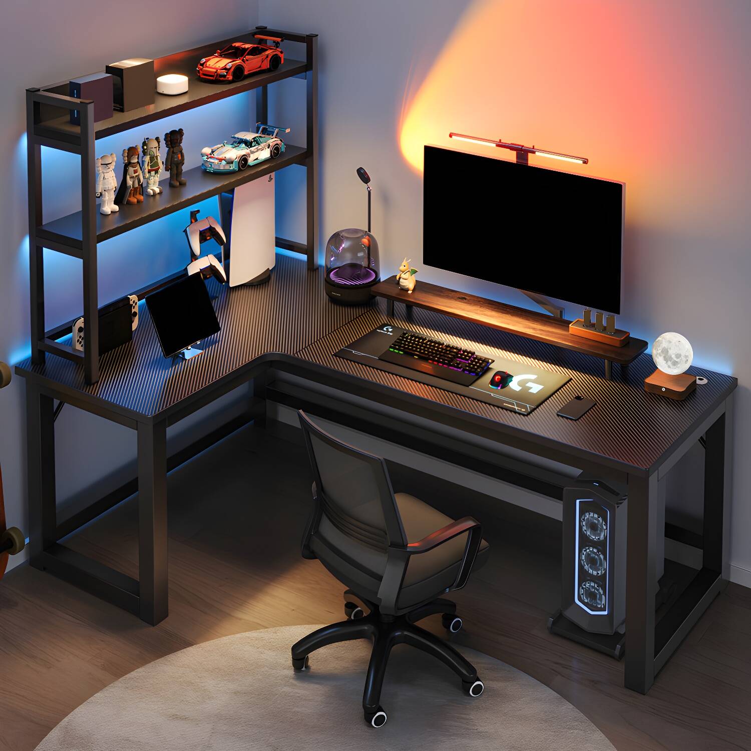 Stylish Modern Office Desk with Steel Base and Cable Management