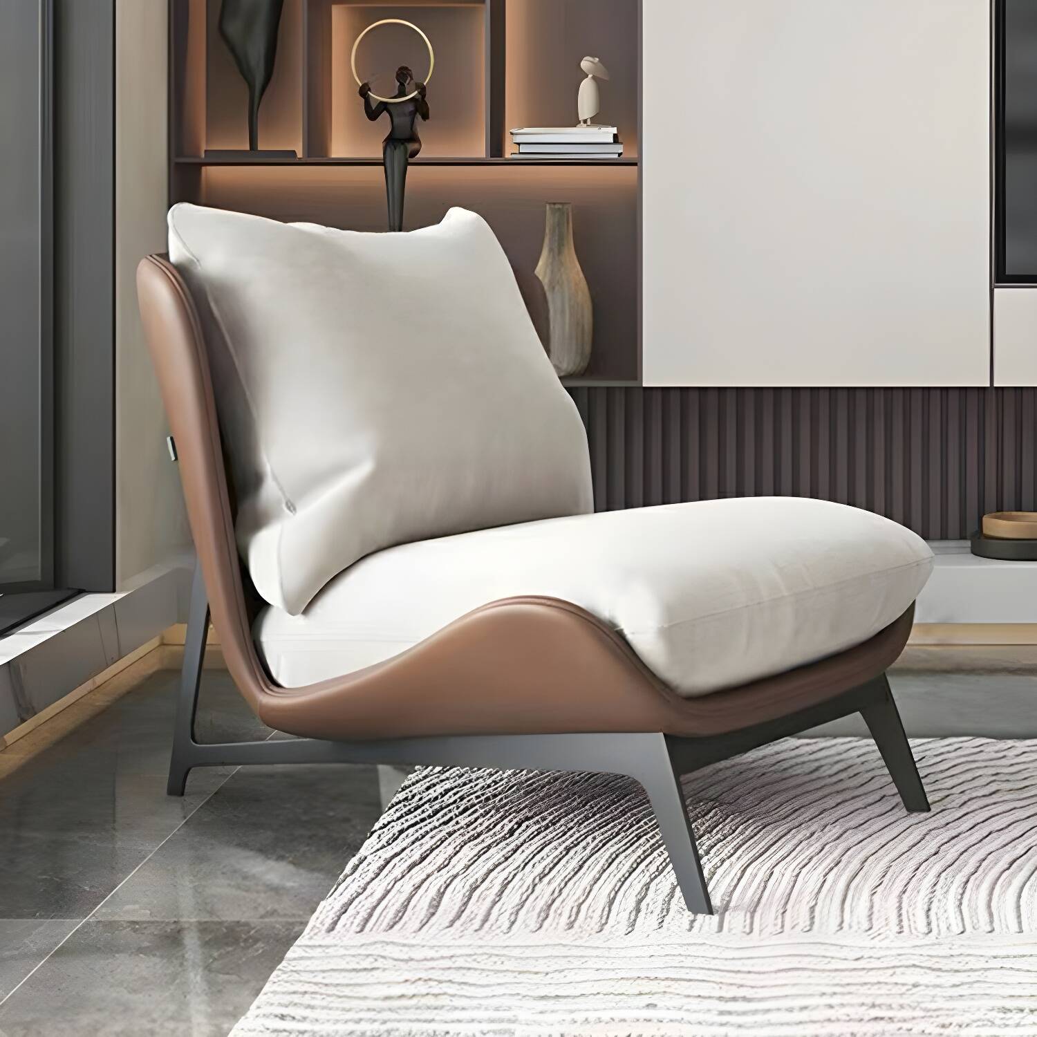 Flannel Lounge Chair in Modern Style with High-Back Loose Back Design for Small Spaces