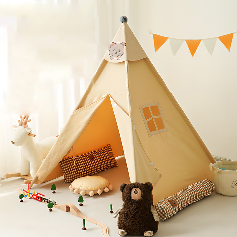 Engaging Storybook-inspired Wooden Playhouse with Reading Nook and LED Lights for Indoor Play