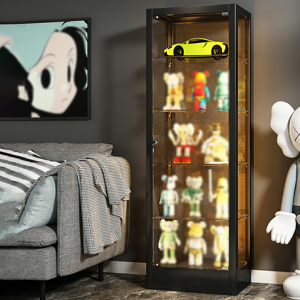 Simple Standard Curio Cabinet With Glazed Door and Locked Cabinet