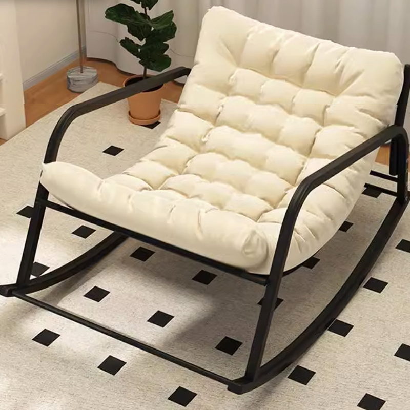 Elegant Black Upholstered Rocking Chair with Slipcover - Modern Style Design for Two People