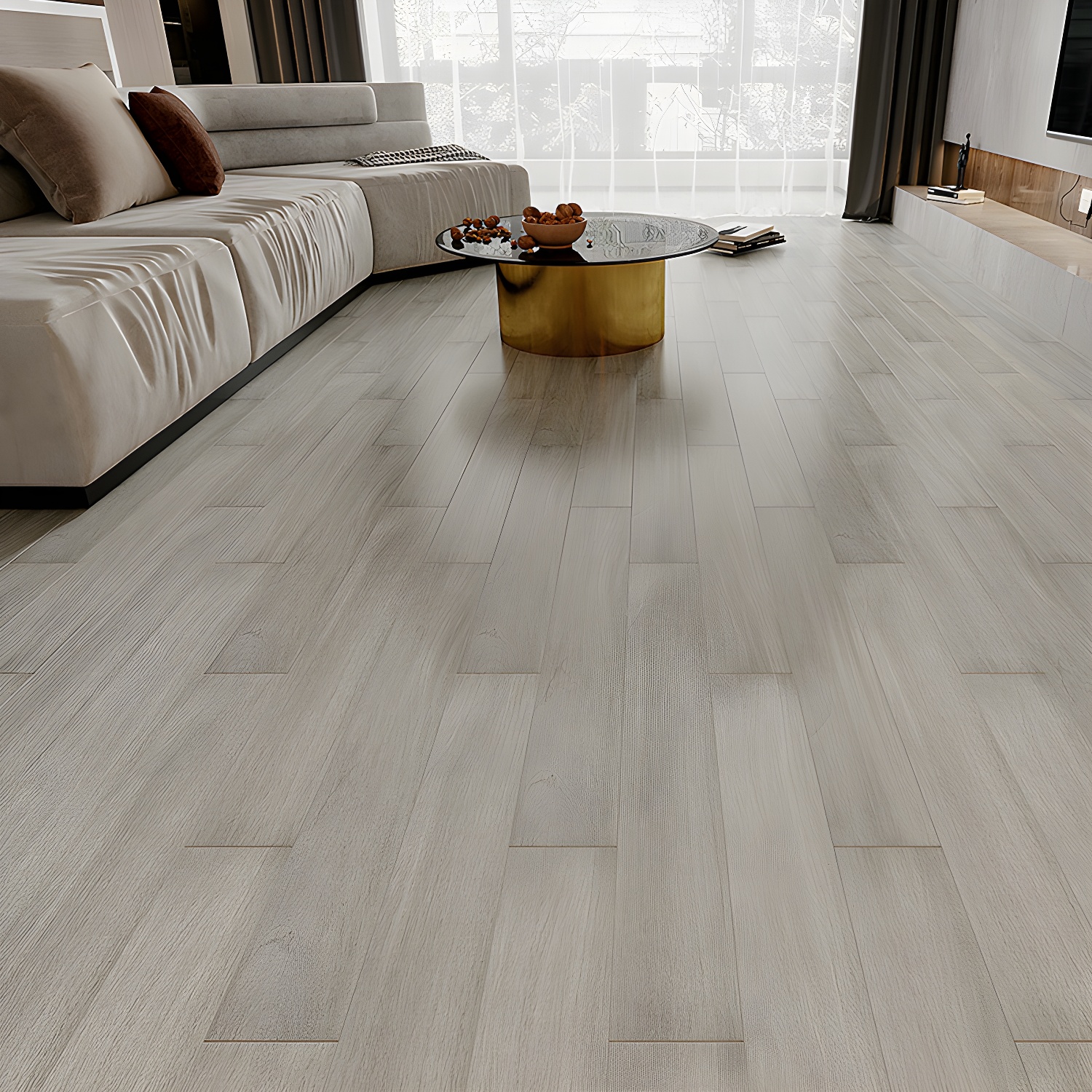 Matte Gray Wood Mahogany Hardwood Flooring - Waterproof and Scratch Resistant