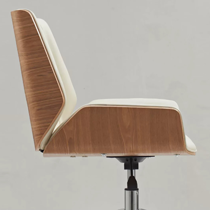 Modern Style Silver Aluminum Task Chair with Leather Back and Casters