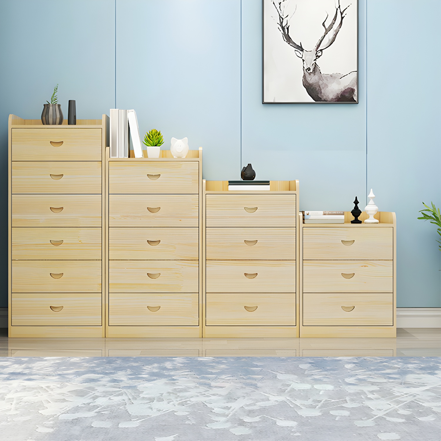 Natural Pine Dresser with Drawers - Scandinavian Style - Light Wood - Solid Pine Construction