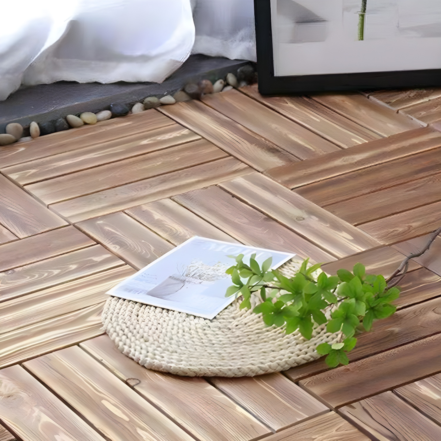 Wire Brushed Matte Medium Wood Solid Camphor Hardwood Flooring