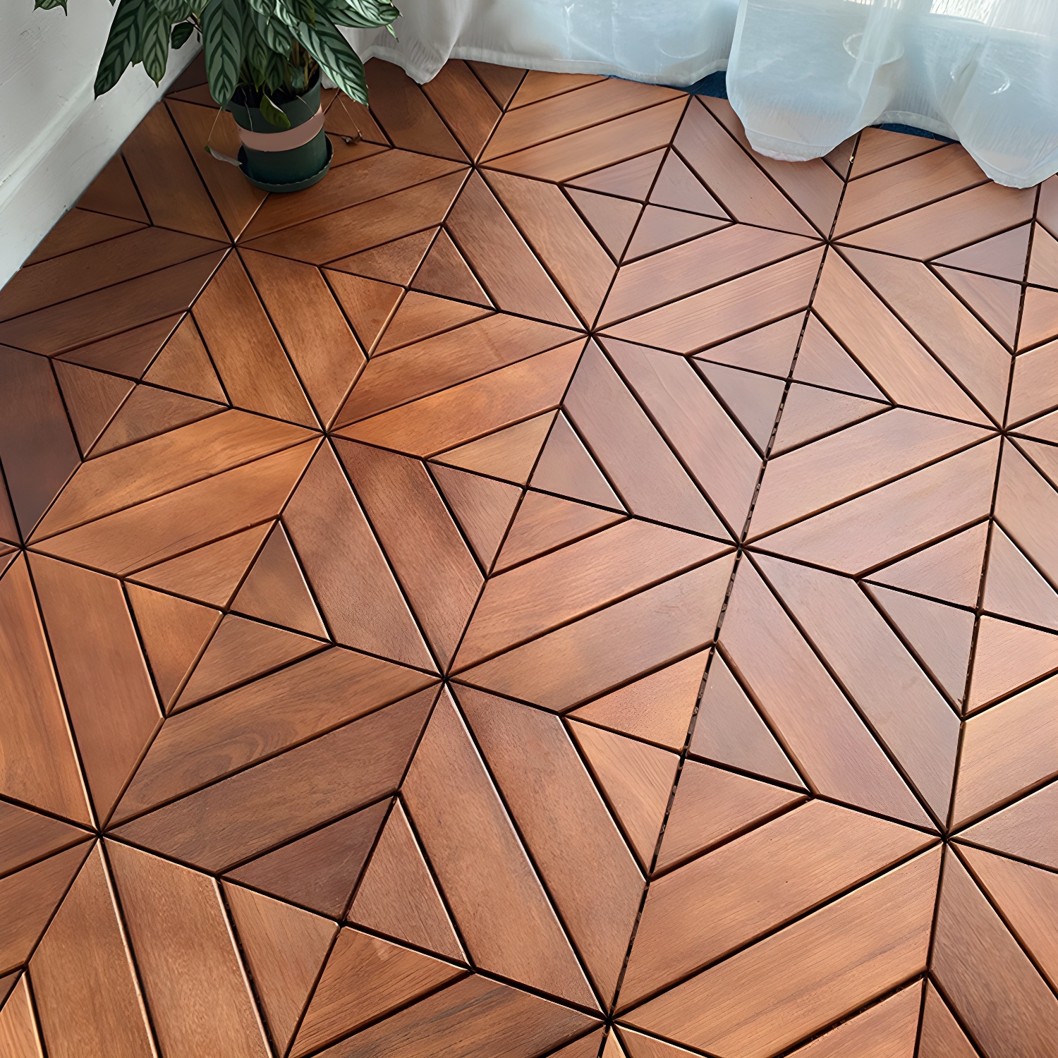 Medium Wood Parquet Oak Hardwood Flooring with Waterproof Finish and Click-Lock Installation