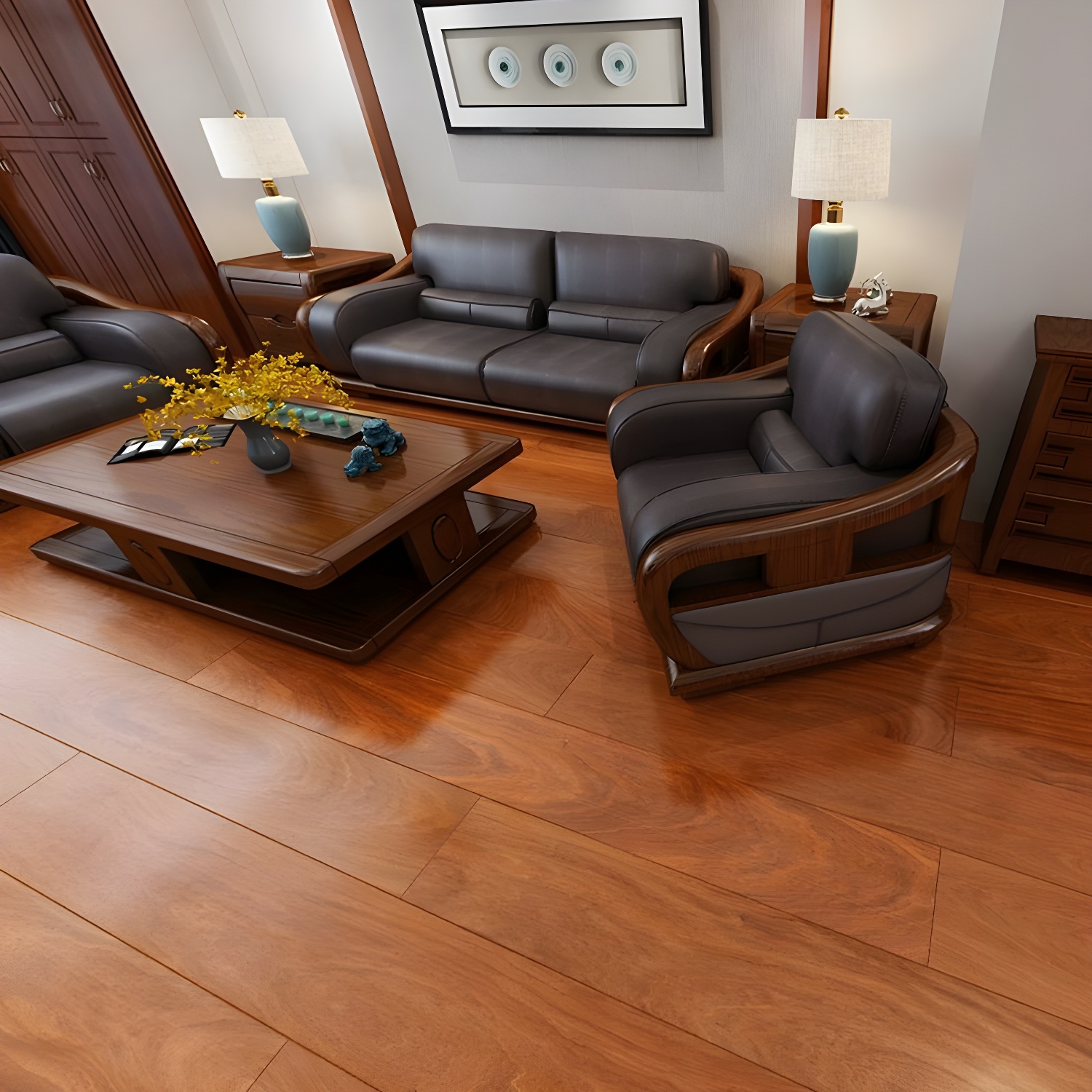 Medium Wood Sanders Solid Hardwood Flooring with Waterproof Finish