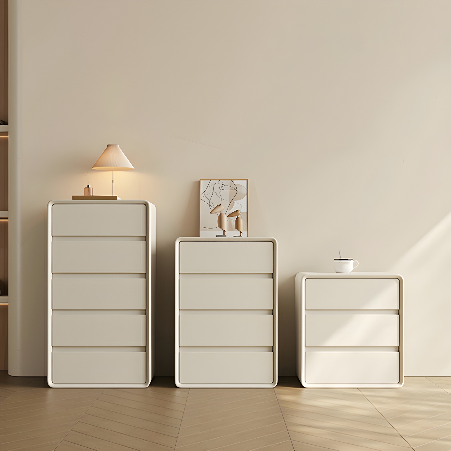 Modish Pine Vertical Dresser with Drawers Narrow (Under 38 in.) Soft Close Drawer Glides