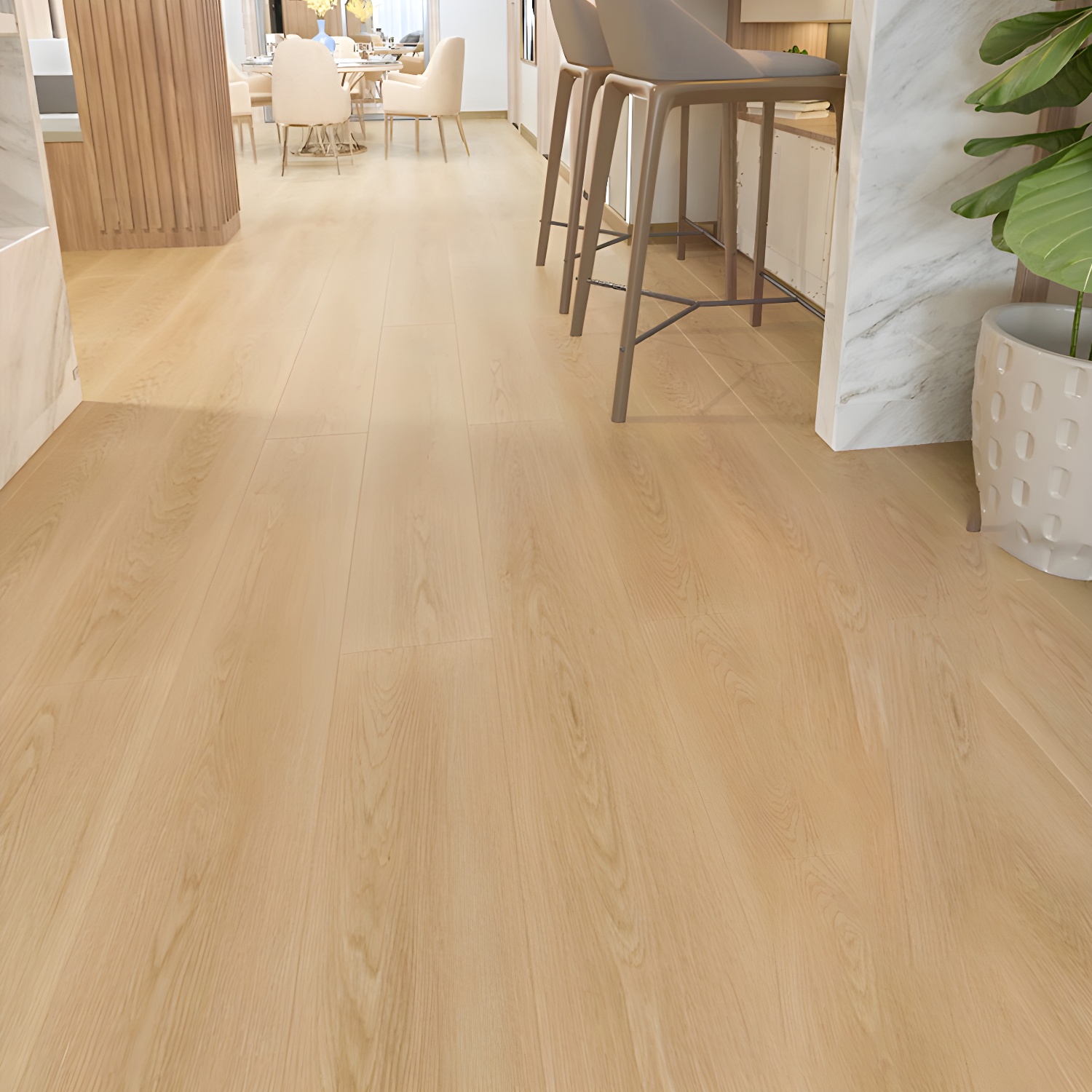 Glossy Waterproof Laminate Wood Planks - Scratch and Stain Resistant