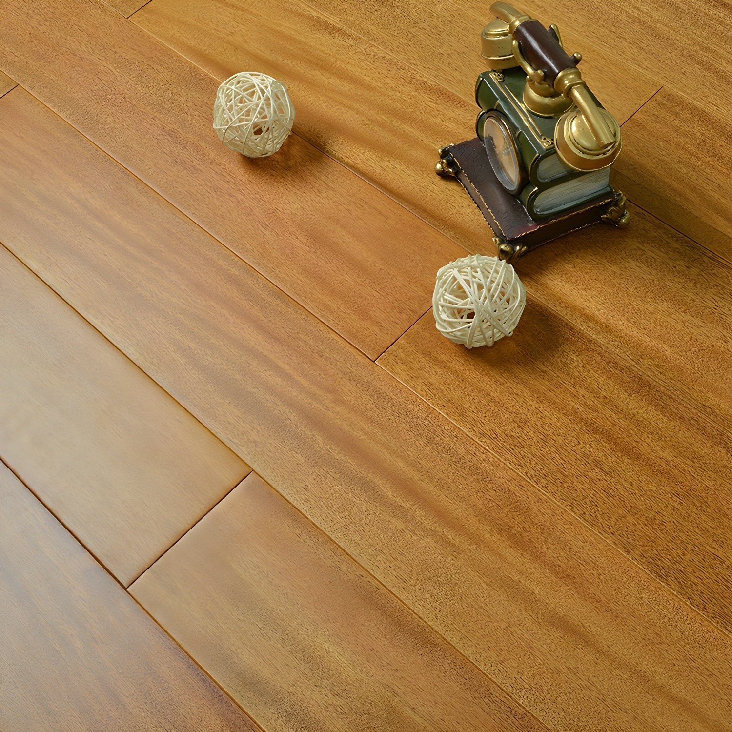 Medium Wood Teak Solid Wood Matte Click-Lock Hardwood Flooring