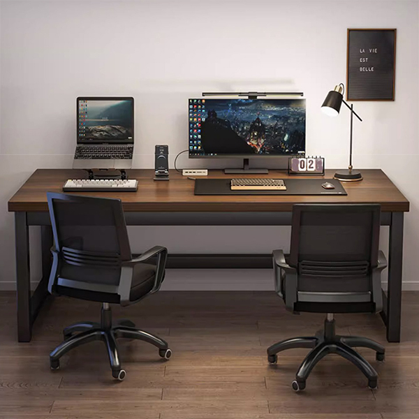 Modern White Writing Desk with Metal Base and Ample Storage Space