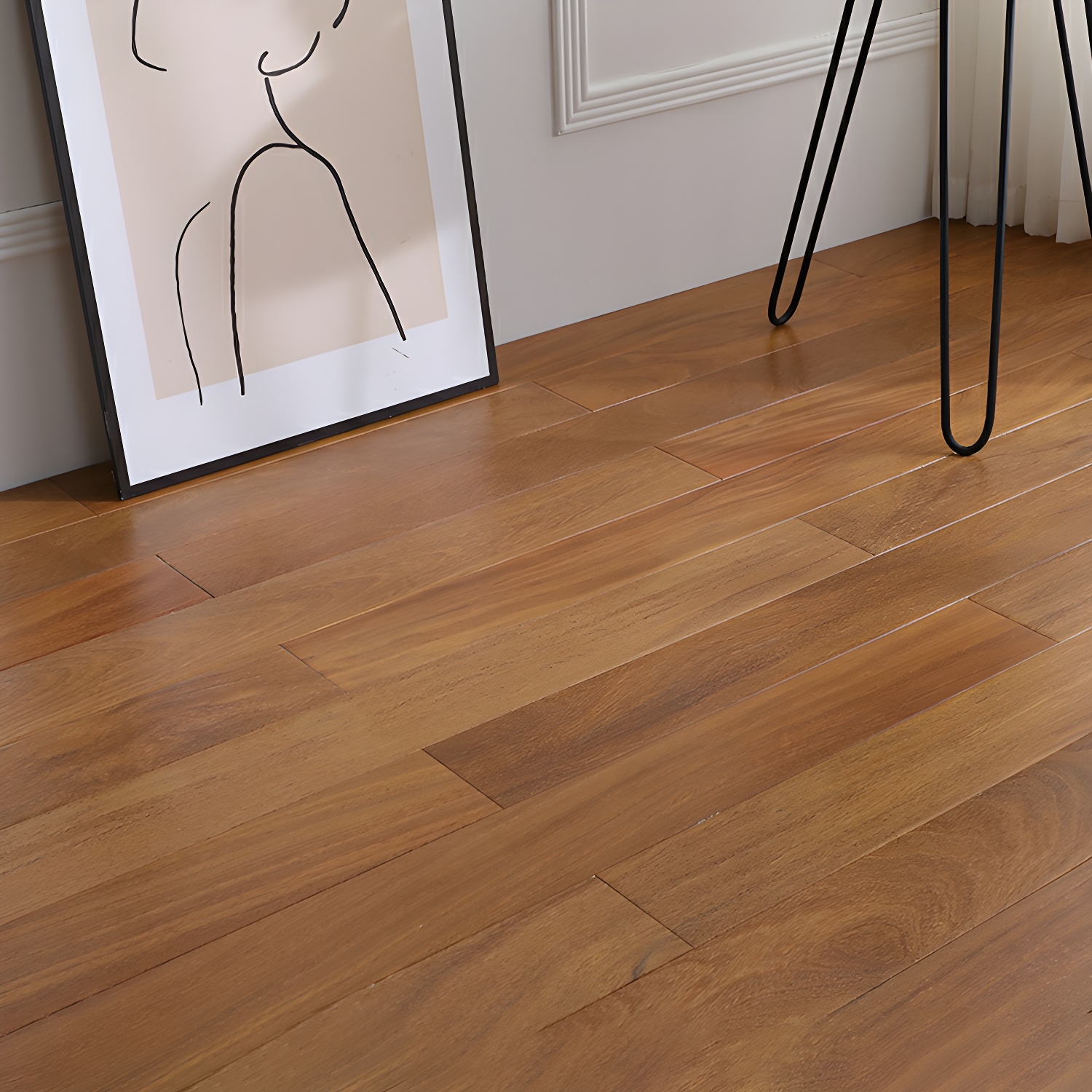 Medium Wood Matte Finish Tongue and Groove Solid Wood Hardwood Flooring