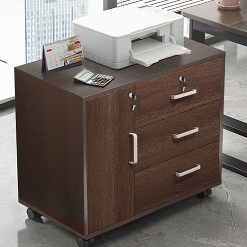 Modern Lockable Wood Filing Cabinet with Key Lock & Drawer / Cabinet
