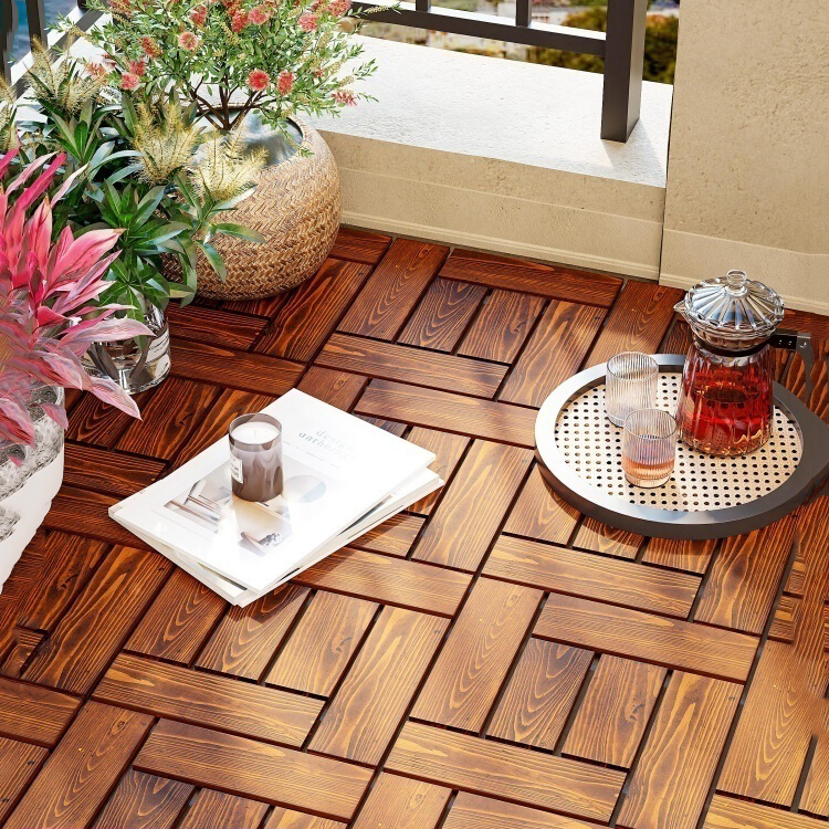 Medium Wood Parquet Brown Finish Solid Wood Flooring Pine Construction