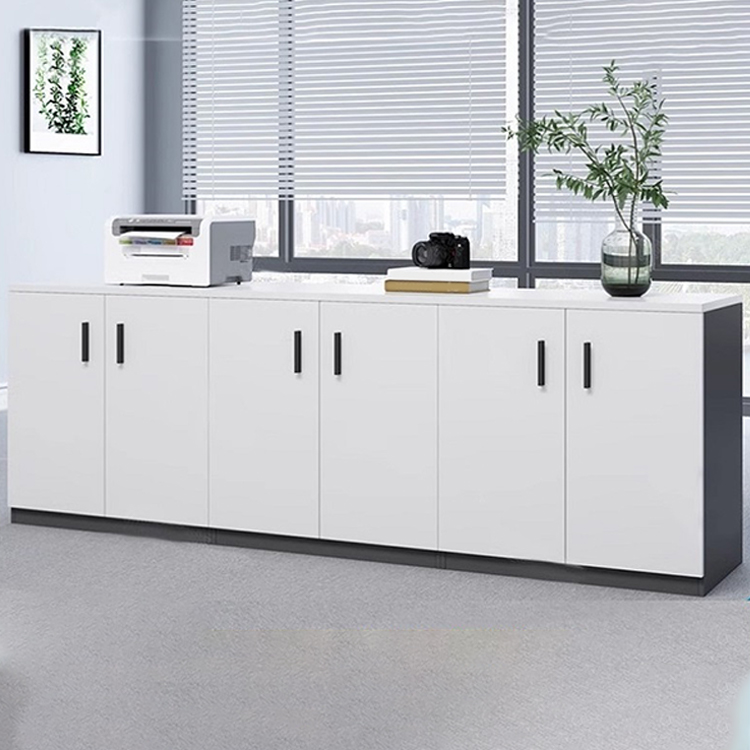 Modern White Wood Office Storage Cabinet with Doors and Scratch Resistant Durability