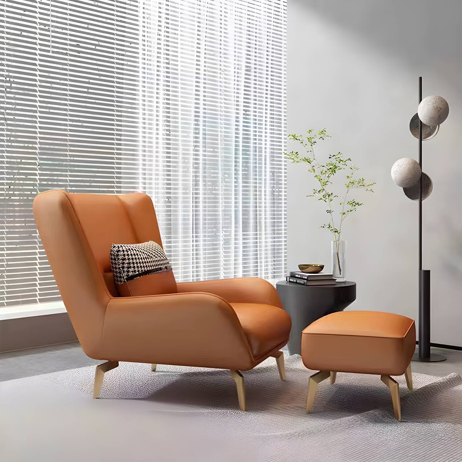 Small Modern Recliner with Lumbar Support and Metal Legs for Living Room