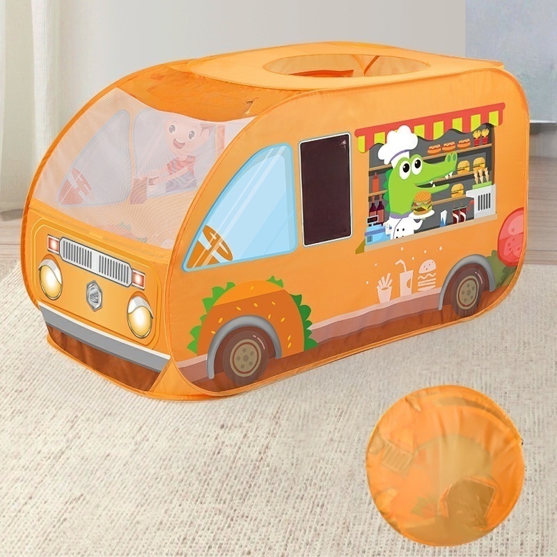 Transportation-themed Foldable Play Tent with Windows and Carrying Bag Included