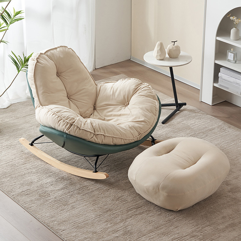 Modern Upholstered Rocking Chair - Small Height, Strongly Built Supporting 398lbs+ Weight