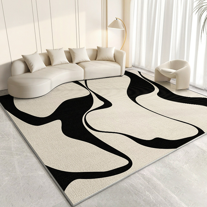Indoor Use Modern Abstract Polyester Area Rug with Anti-Slip Backing for Study Room
