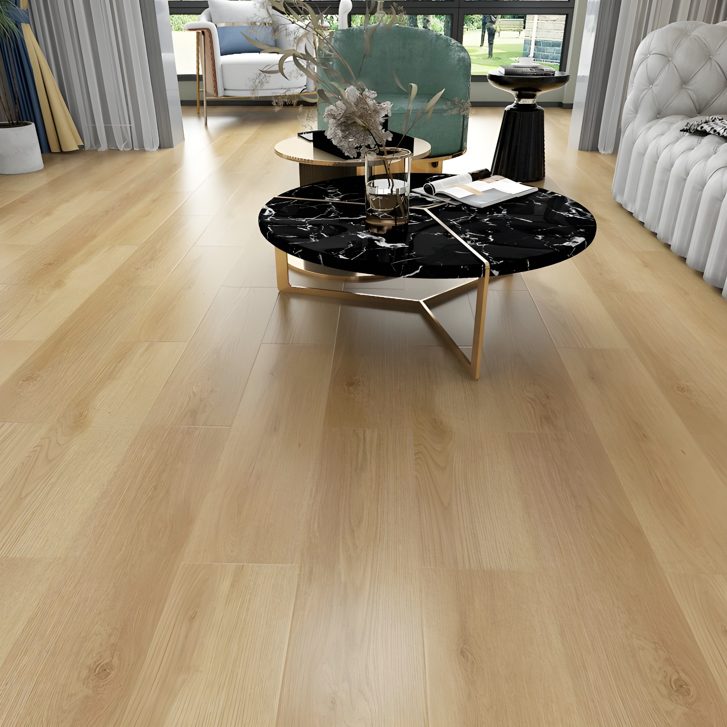 Low Gloss, Water Resistant Laminate Wood Planks for Living Spaces