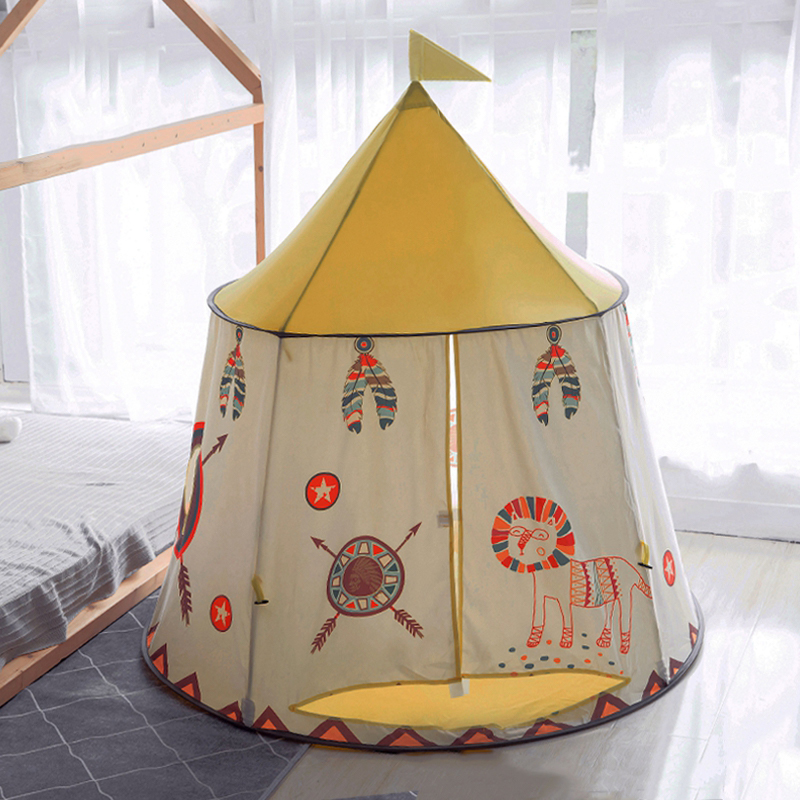 Princess Castle Play Tent - Foldable Round Fabric Playhouse with Windows and Carrying Bag