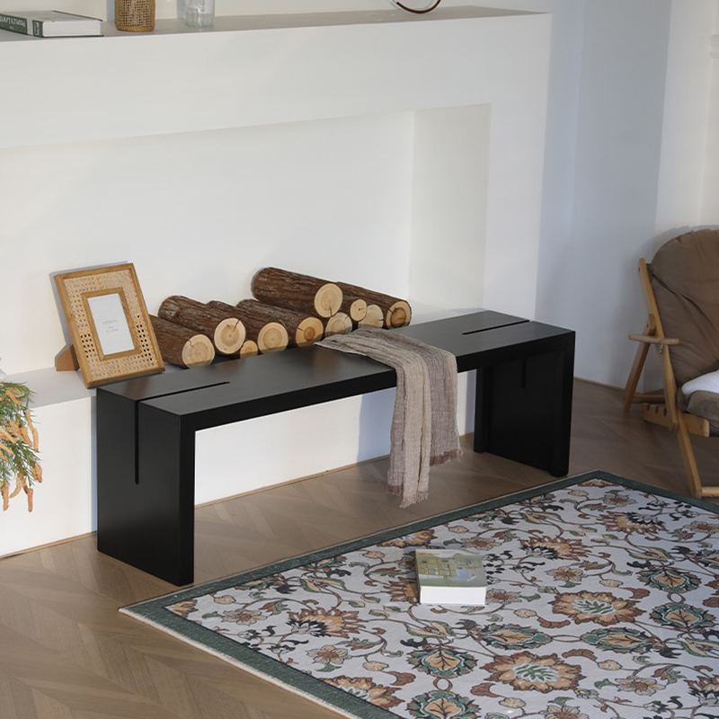 Scandinavian Non-Upholstered Wood Entryway Bench with Short Height