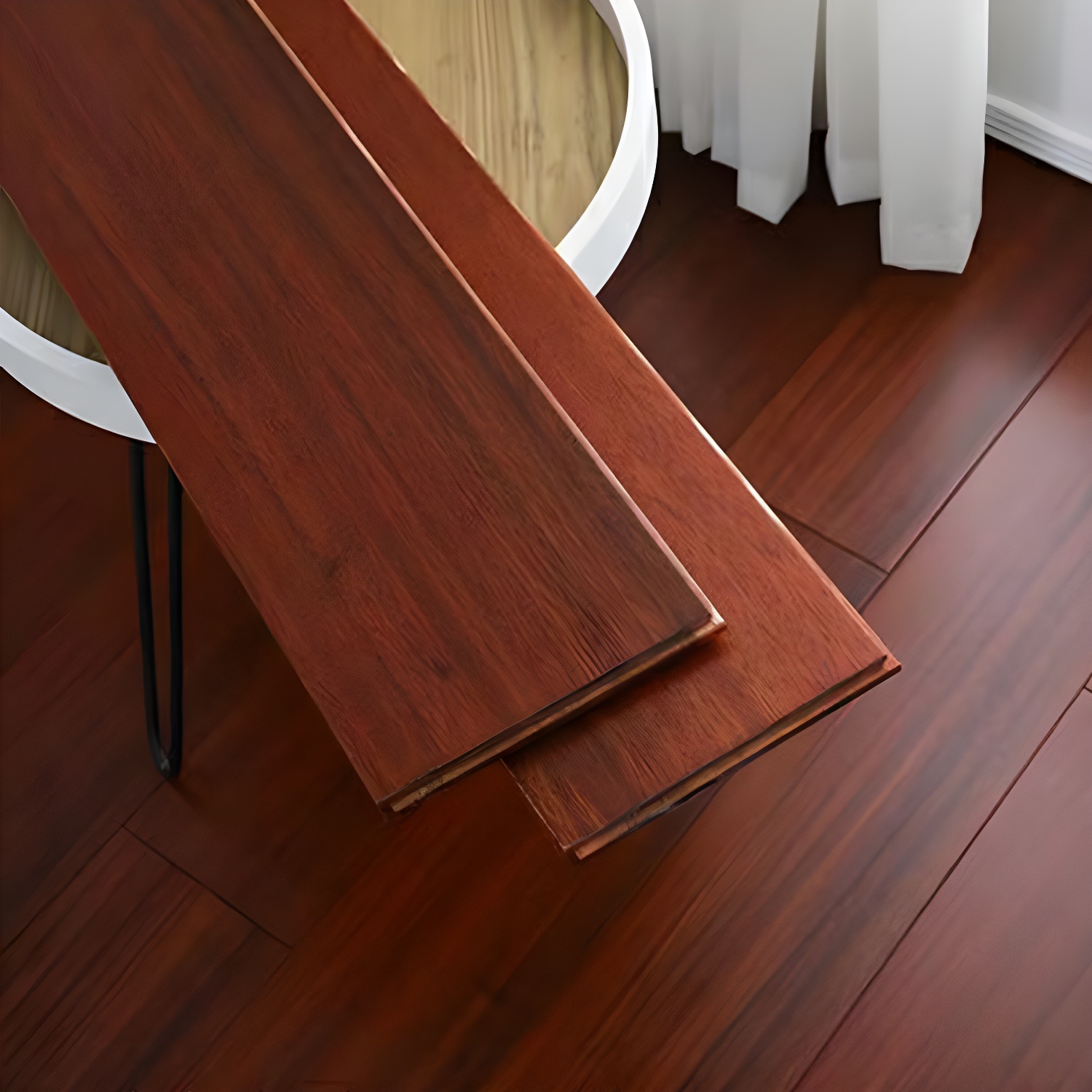 Stylish Modern Matte Solid OKAN Wood Flooring with Smooth Texture, Easy Click-Lock Installation