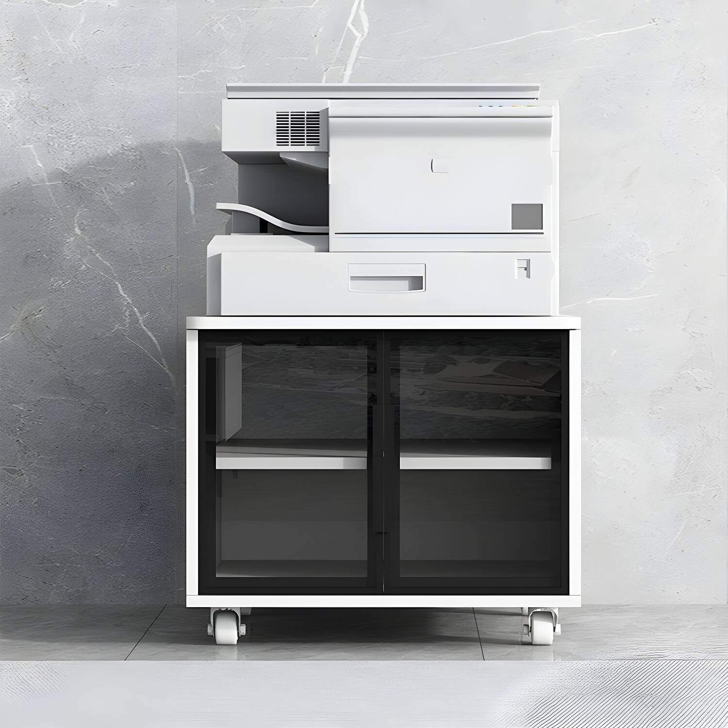 Modern Lateral Filing Cabinet with Removable Shelves & Casters