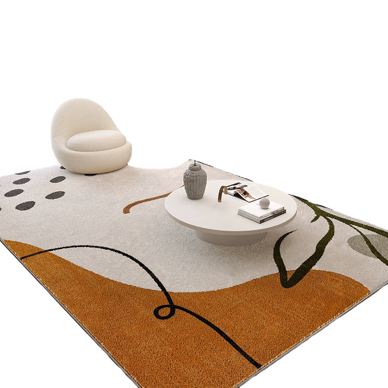 Thick Polyester Abstract Area Rug with Anti-Slip Backing for Indoor Use in Modern Adults' Room