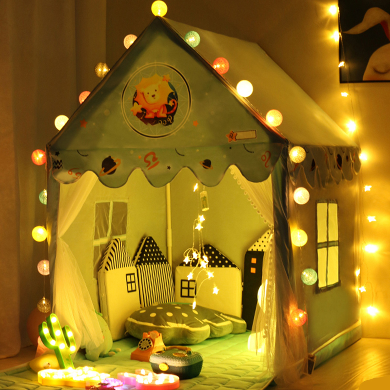 Princess-themed Play Tent with Window and Lights for Indoor Play