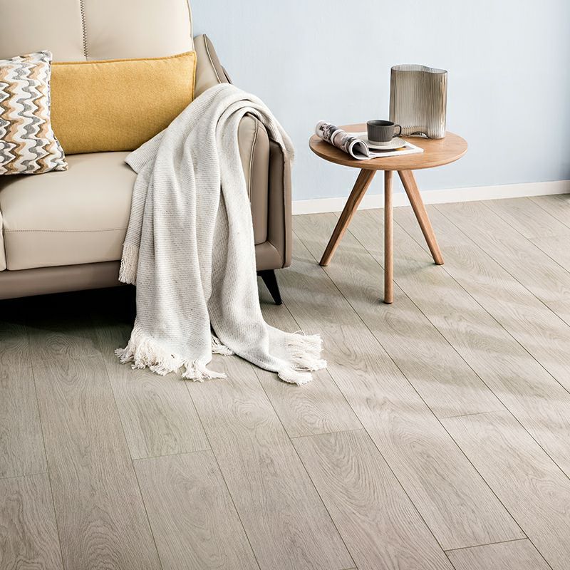 Elegant Beige Laminate Wood Flooring - Waterproof and Scratch Resistant for Living Space