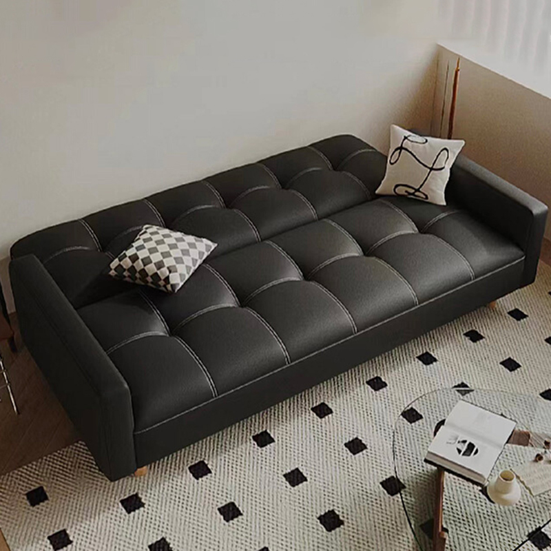 Modernism Convertible Sleeper Sofa with Stain Resistant PU Upholstery and Square Arms