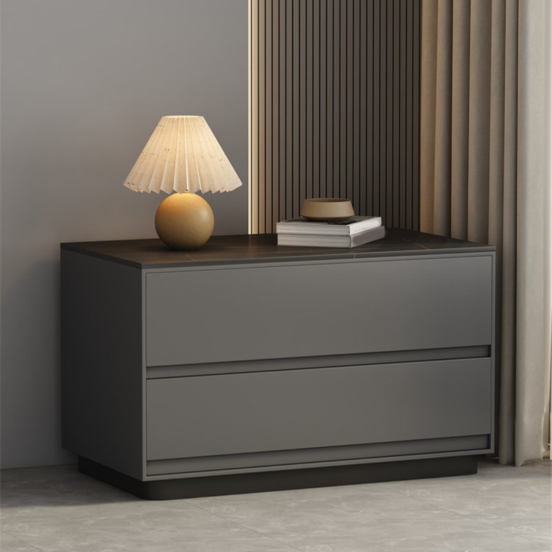 Modern Two-Drawer Wood Nightstand - Small Size - No Distressing - 40cm Width
