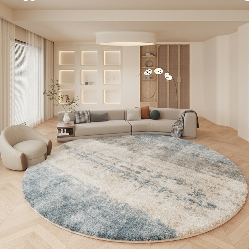 Elegant Ombre Round Area Rug - Modern Imitation Wool Design with Anti-Slip Backing