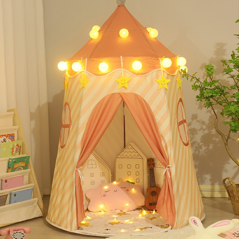 Modern Round Fabric Dollhouse with Windows and Tent Poles Included for Indoor/Outdoor Use