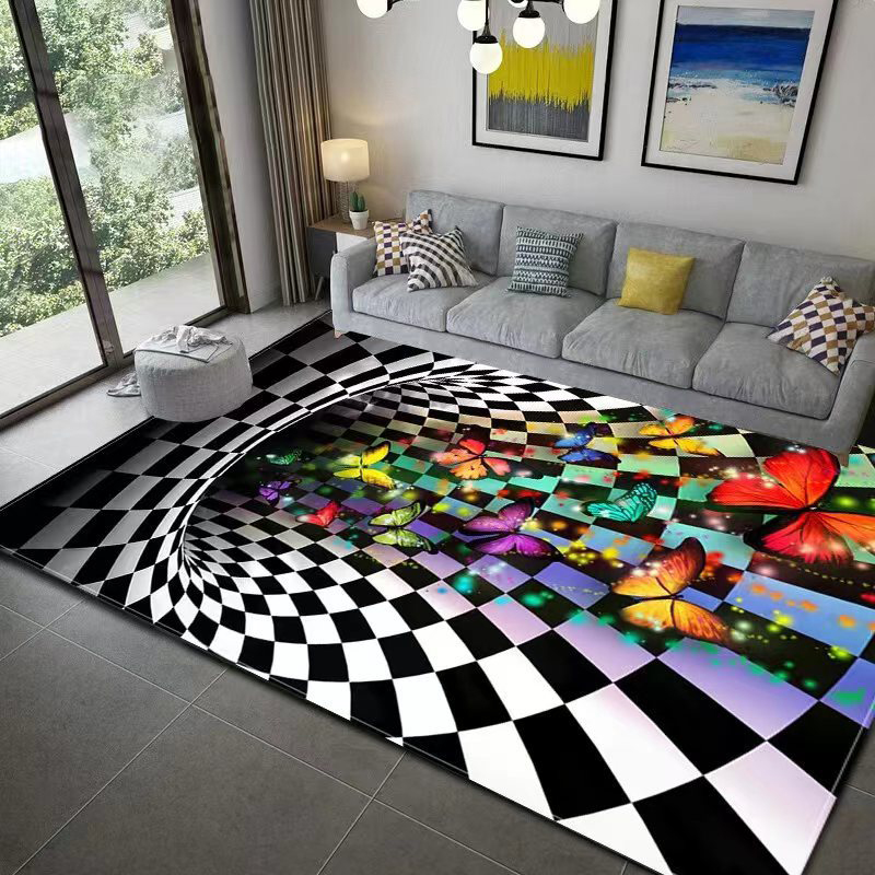 Indoor Use Novelty Visual Deception Area Rug with Medium Thickness, Anti-Slip Backing
