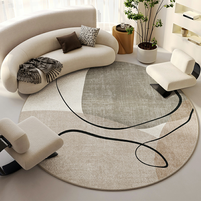 Indoor Use Round Adults' Room Area Rug Made of Cotton Blends with Anti-Slip Backing