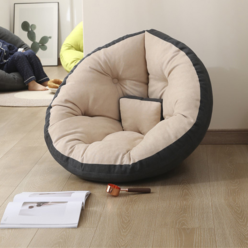 Solid Colour Linen Pre-Filled Bean Bag Chair Comfortable Seating for One